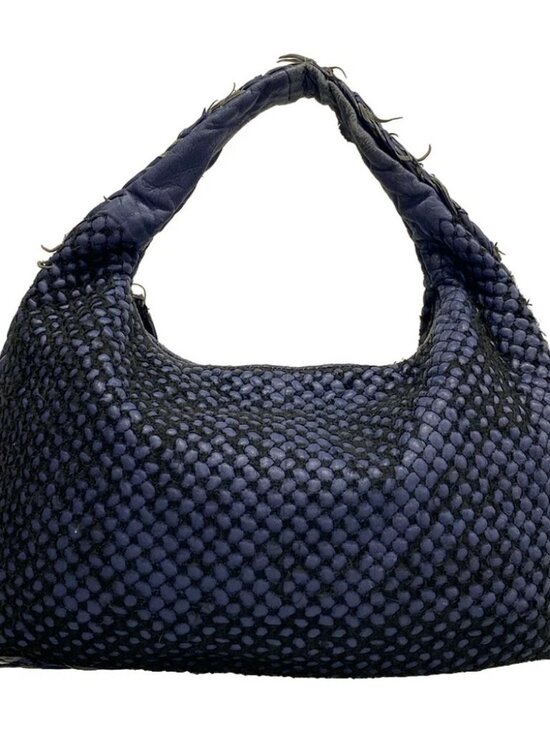 Bottega Veneta Handbags - BOTTEGA VENETA Blue Black Leather Chemical Fiber B********* Handbag